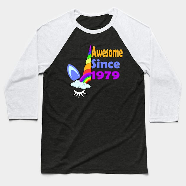 Awesome Since 1979 Funny 40th Birthday Unicorn Lover Gift Idea Baseball T-Shirt by Inspireshirt